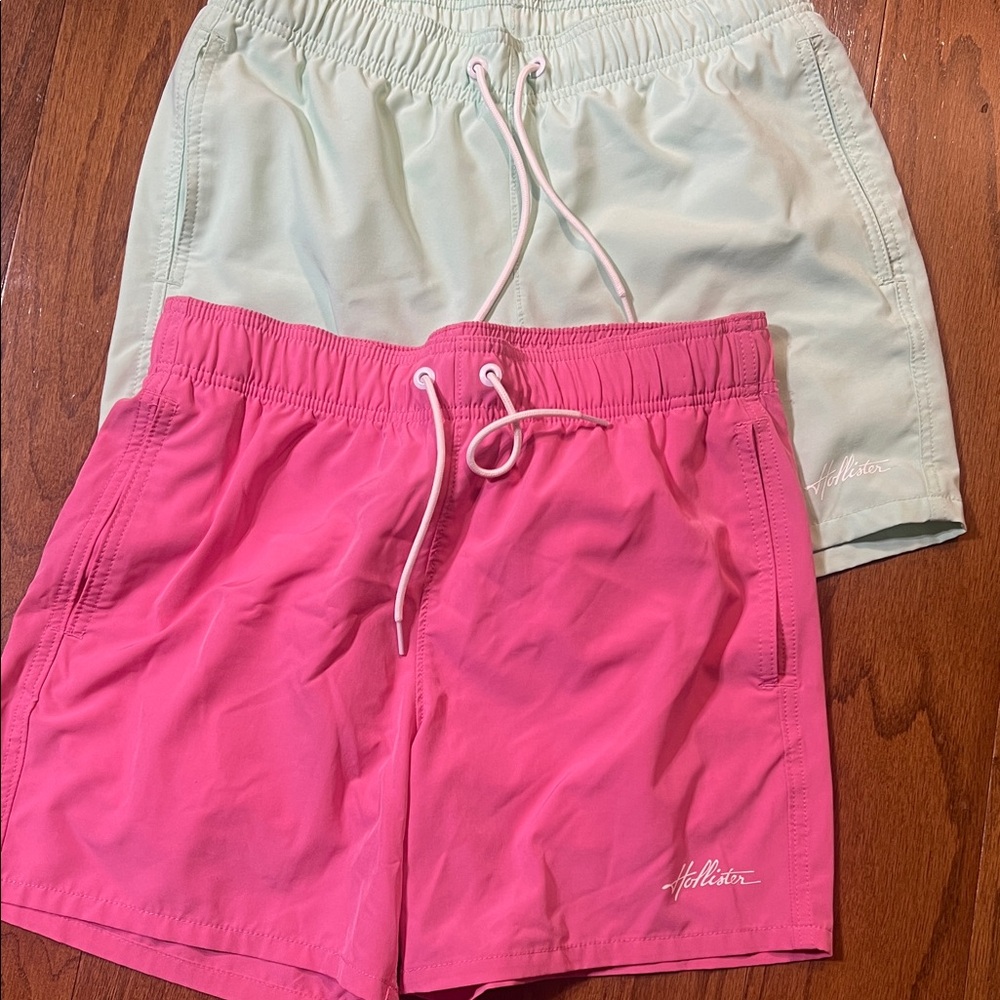 Hollister Pink and Light Green Swim trunks, size Small, excellent condition